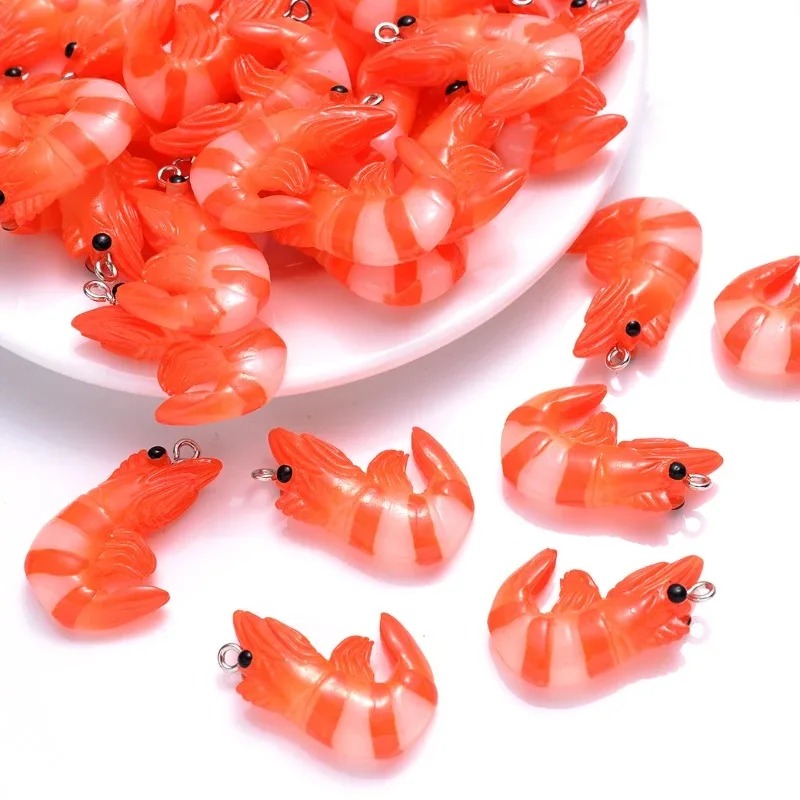 Resin Art Acrylic - 10 Buah Liontin Udang Lobster Simulasi