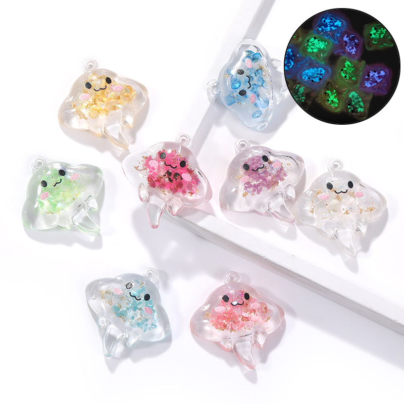 Resin Art Acrylic - 10 Buah Liontin Ubur-ubur Resin Ikan