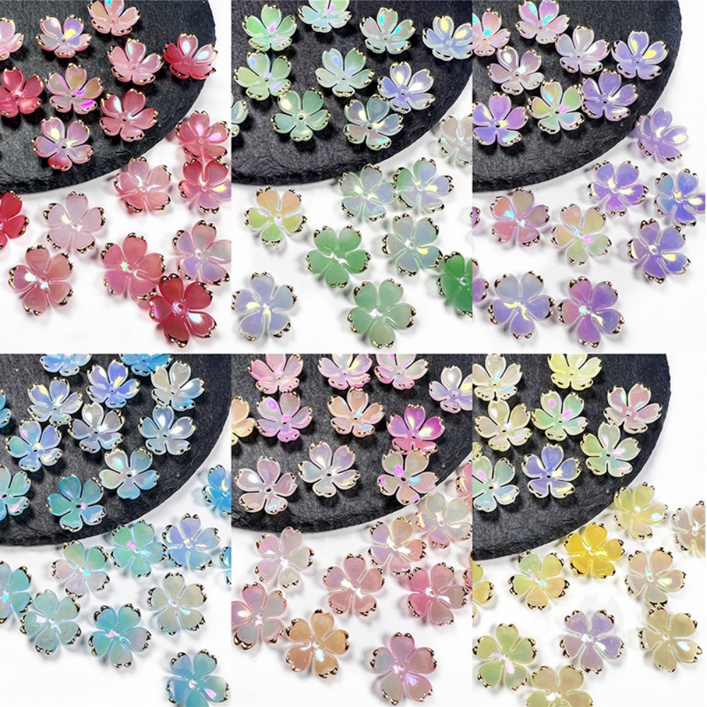 Resin Art Acrylic - 50pcs/lot 19mm Manik-manik Bunga Sakura Akrilik